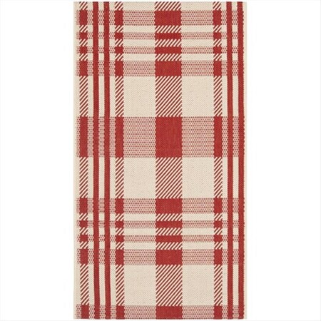 Safavieh 2 Ft. -7 In. X 5 Ft. Small Rectangle Indoor-Outdoor Courtyard- Red And Bone- Machine Made Rug CY6201-238-3